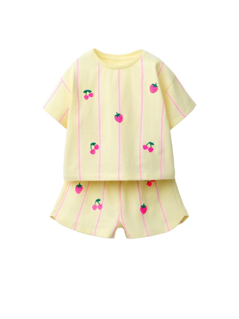 ZARA Yellow Strawberry & Cherry Stripe Kids set